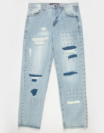 CALIBER Javelin Mens Studded Distressed Straight Jeans Primary Image