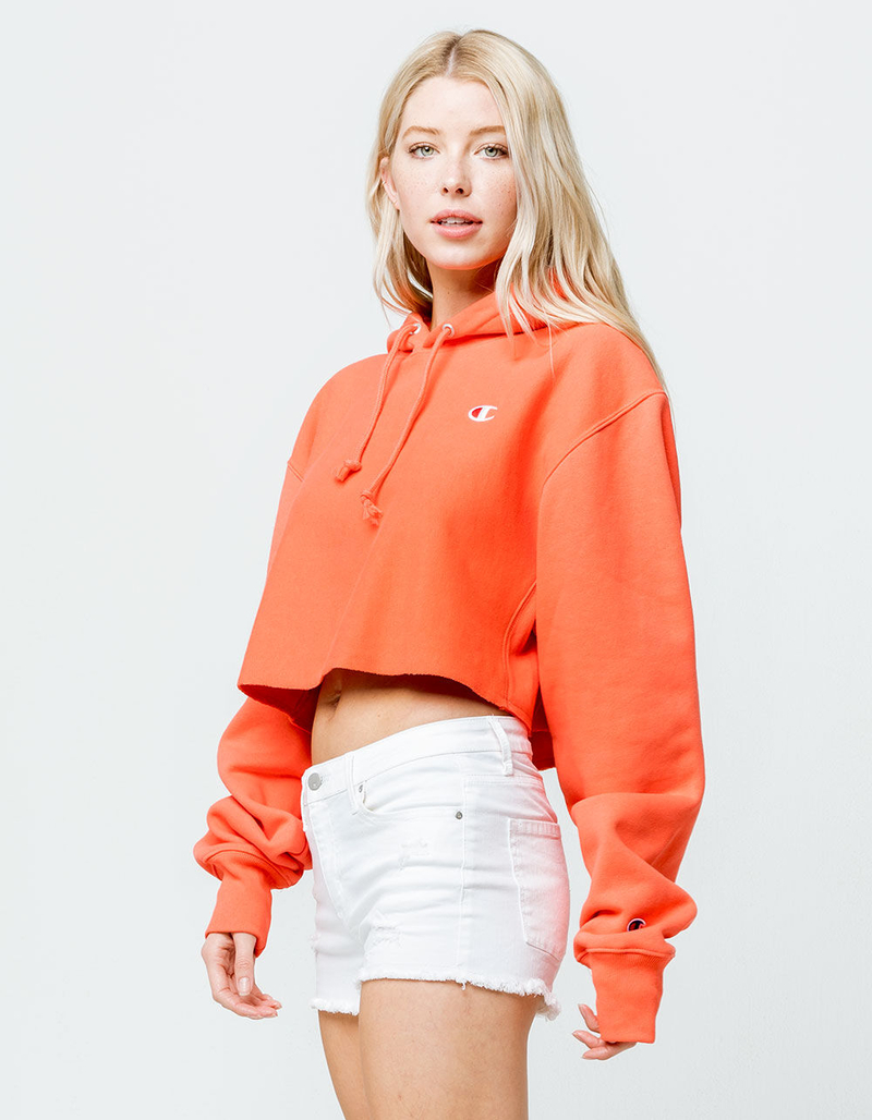 CHAMPION Reverse Weave Papaya Womens Crop Hoodie image number 1