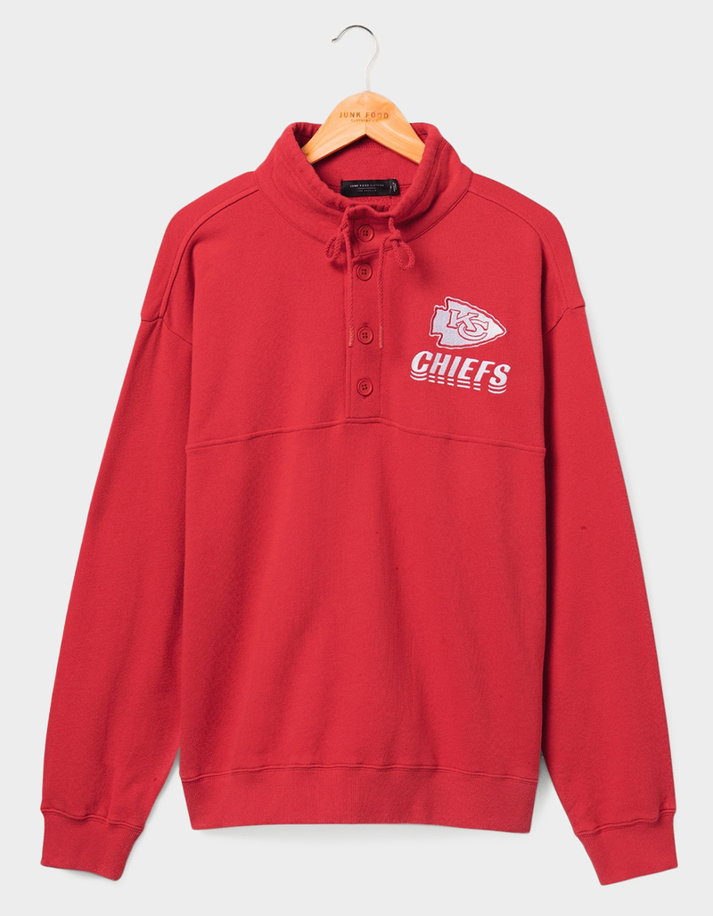 JUNK FOOD Kansas City Chiefs Mock 1/4 Button Up Sweatshirt image number 0