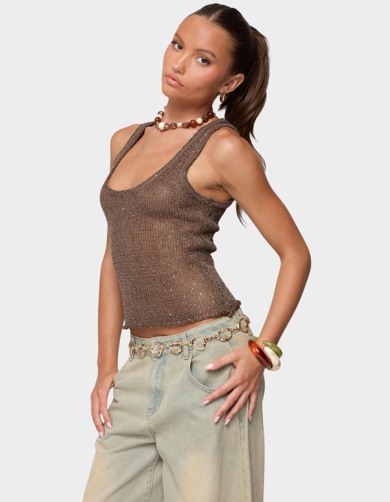 EDIKTED Eleora Sequin Knit Tank Top image number 1