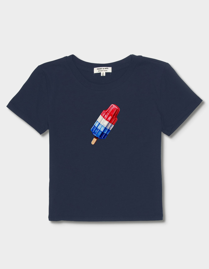POPSICLE Red, White, Blue Popsicle Womens Baby Tee image number 1