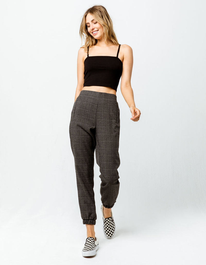 BOZZOLO Ribbed Black Womens Crop Tank Top image number 3