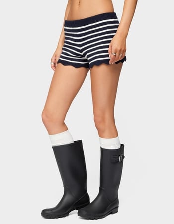 EDIKTED Soren Contrast Striped Knit Shorts Alternative Image