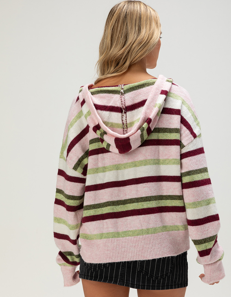 FULL TILT Womens Stripe Button Up Hooded Sweater image number 2
