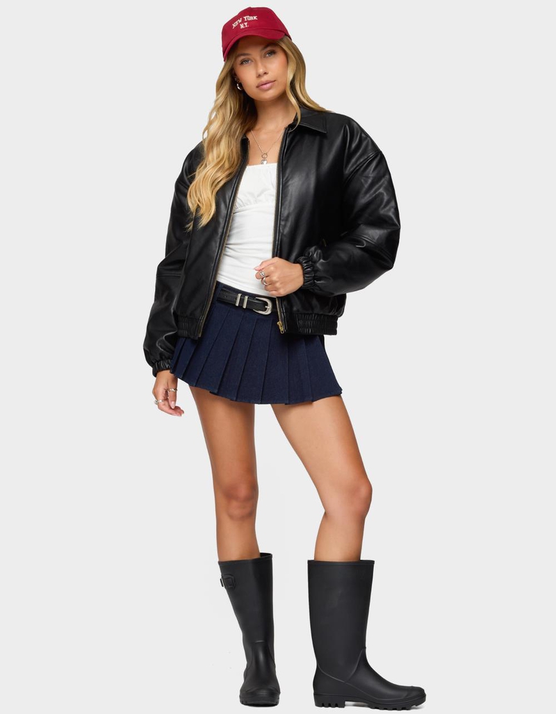 EDIKTED Halley Faux Leather Bomber Jacket image number 4