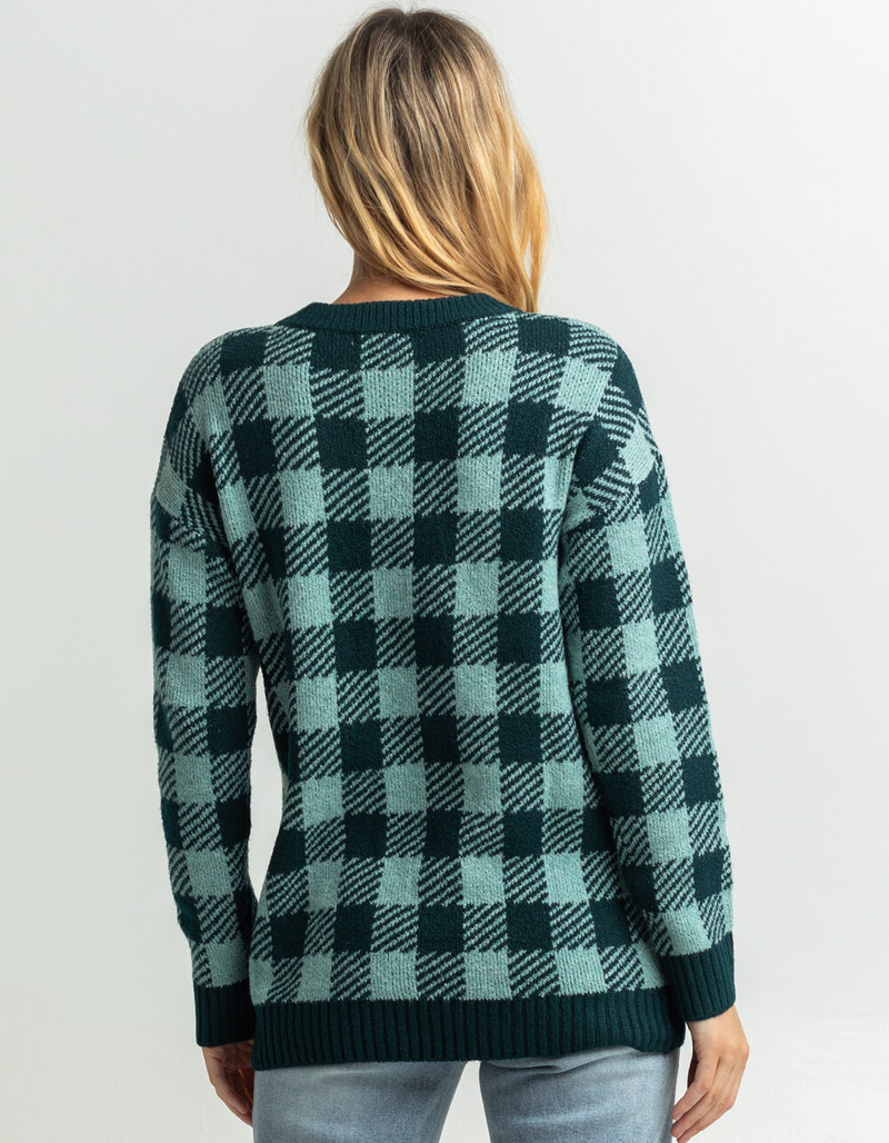 FULL TILT Womens Checkered Crew Neck Sweater image number 2