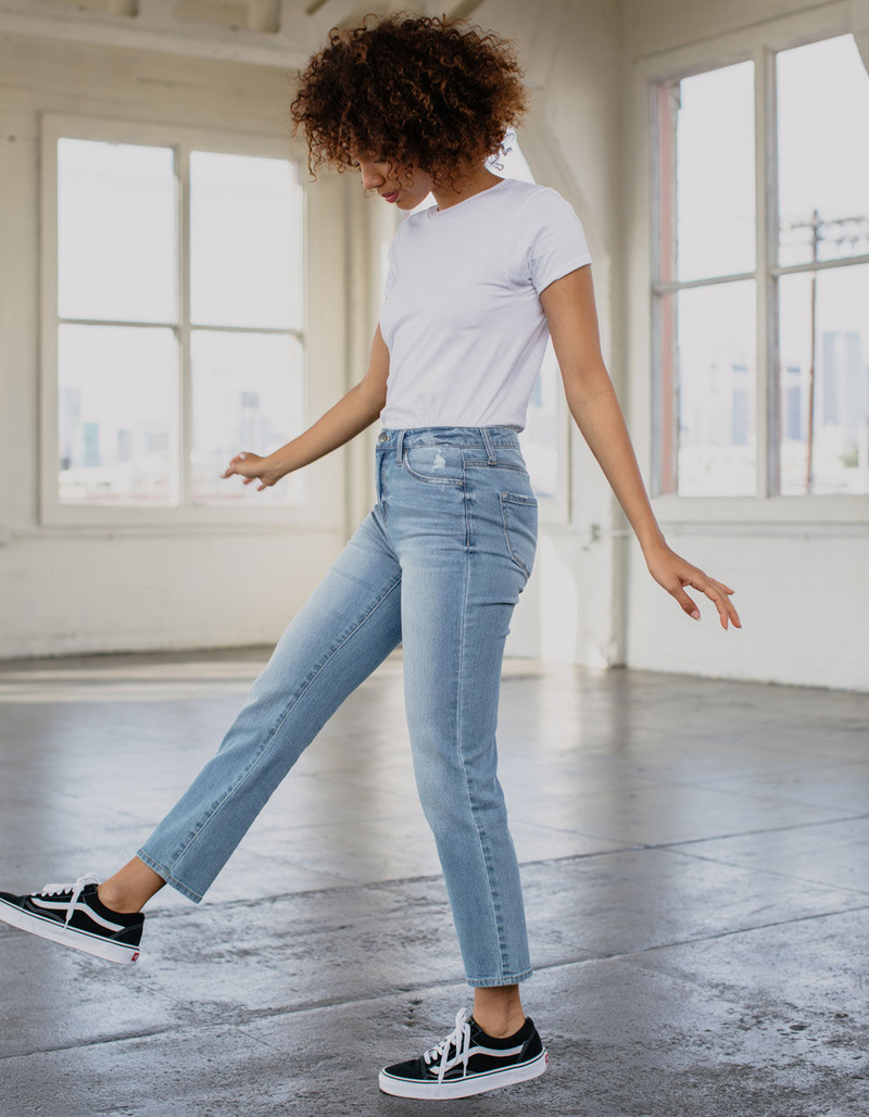 RSQ High Rise Light Wash Womens Straight Leg Jeans image number 2