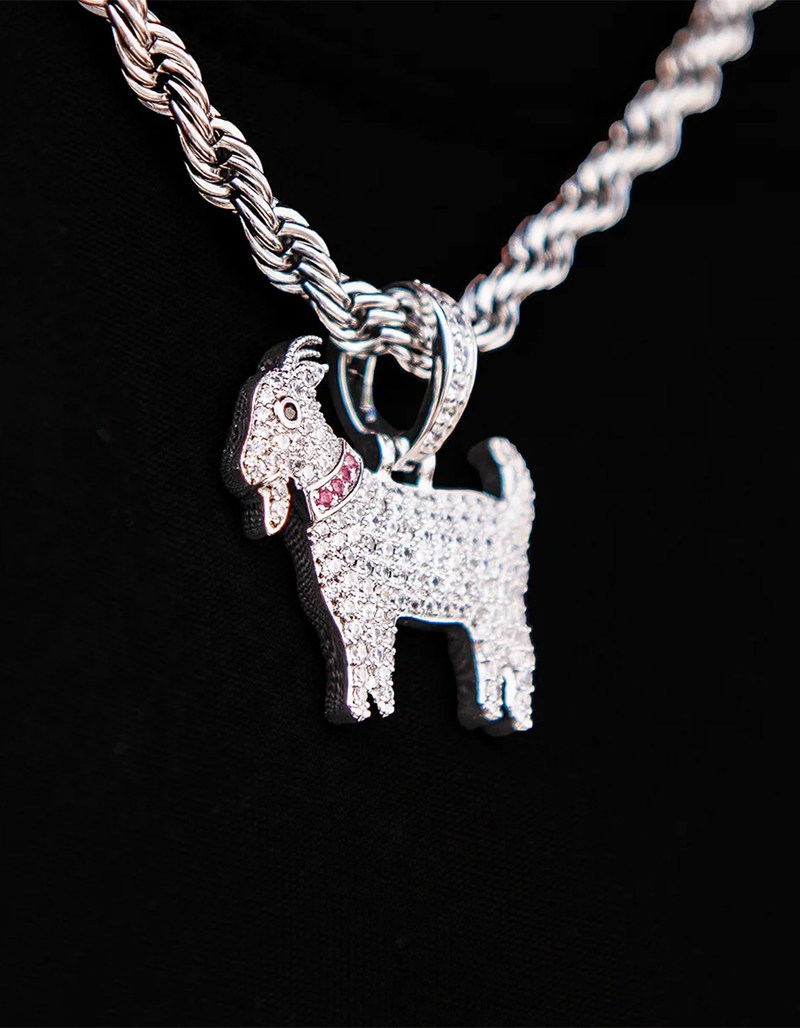 GLD Micro GOAT White Gold Plated Pendant image number 1