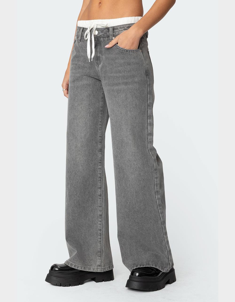 EDIKTED Drawstring Boxer Detail Jeans image number 2