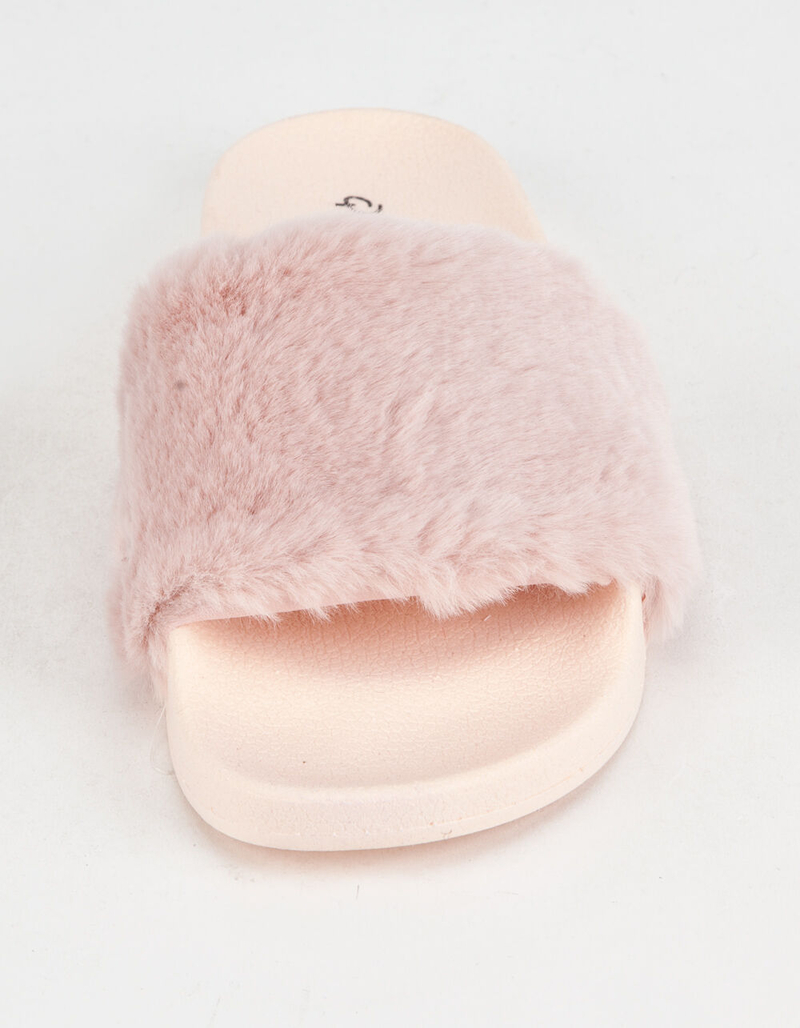 QUPID Faux Fur Pink Womens Sandals image number 4