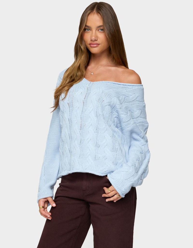 EDIKTED Inga Oversized Cable Knit Sweater image number 1