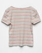 WHITE FAWN Cinch Stripe Girls Coral Top image number 2