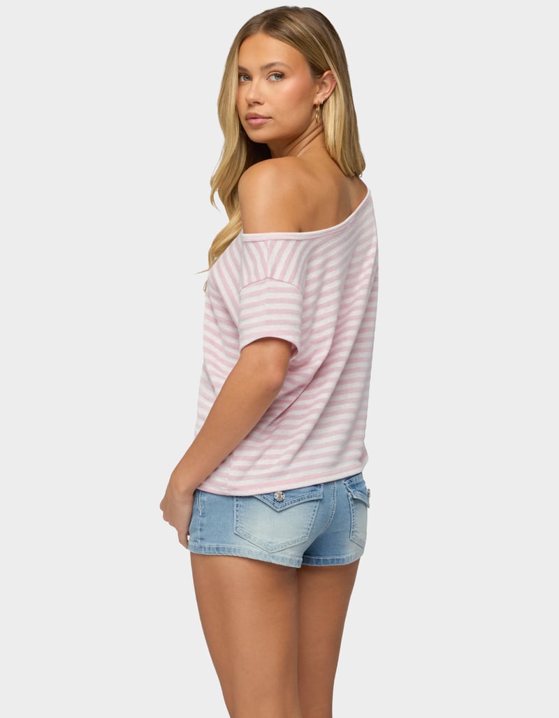 EDIKTED Chanelle Off Shoulder Striped Top image number 2