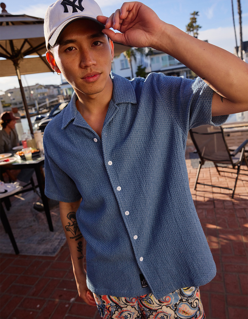 RSQ Mens Textured Denim Button Up Shirt image number 0