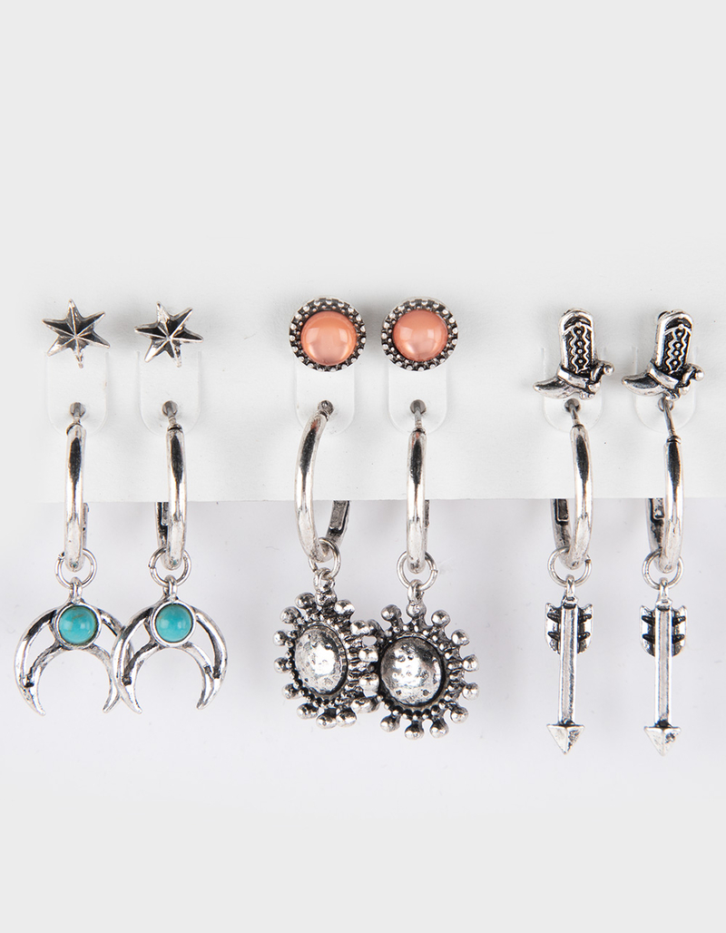 FULL TILT 6 Piece Cowboy Boot Star Earring Set image number 0
