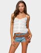 EDIKTED Chrissa Embroidered Cotton Ruffle Top image number 1