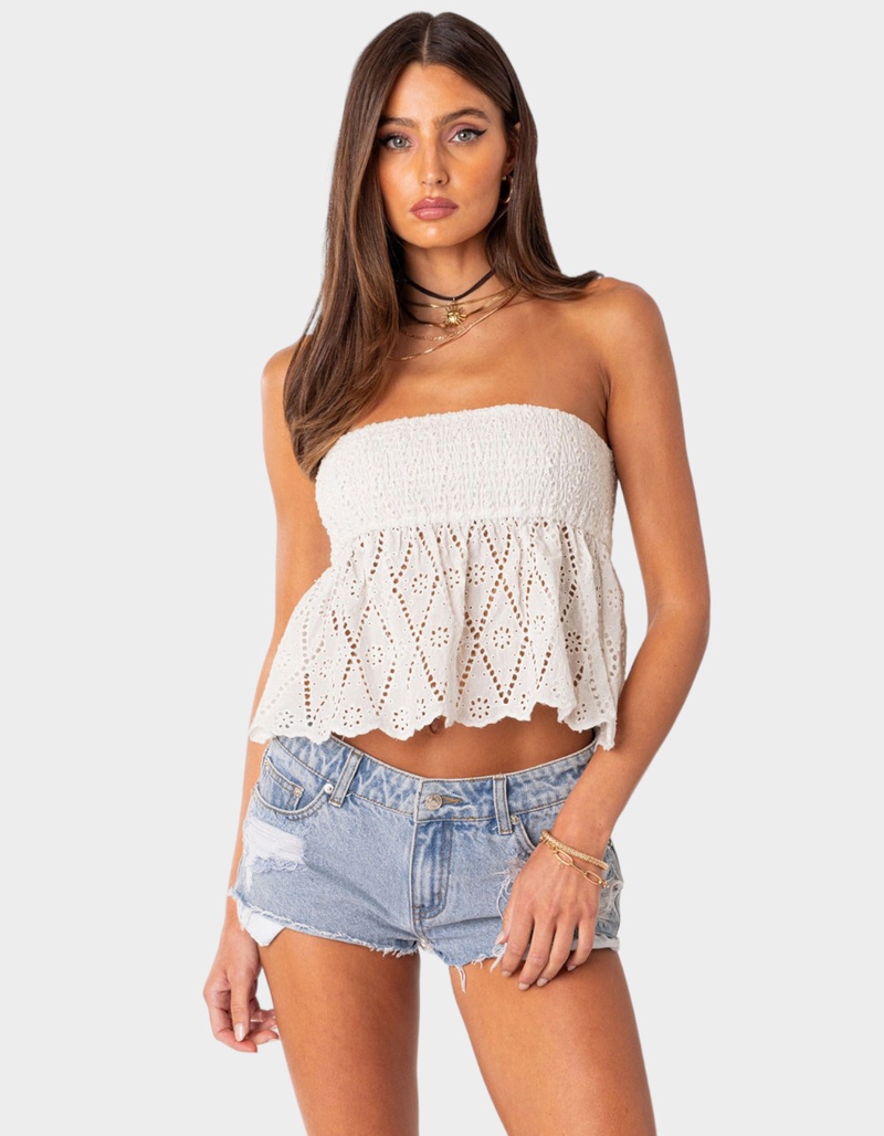EDIKTED Lacey Cotton Scrunch Tube Top image number 0