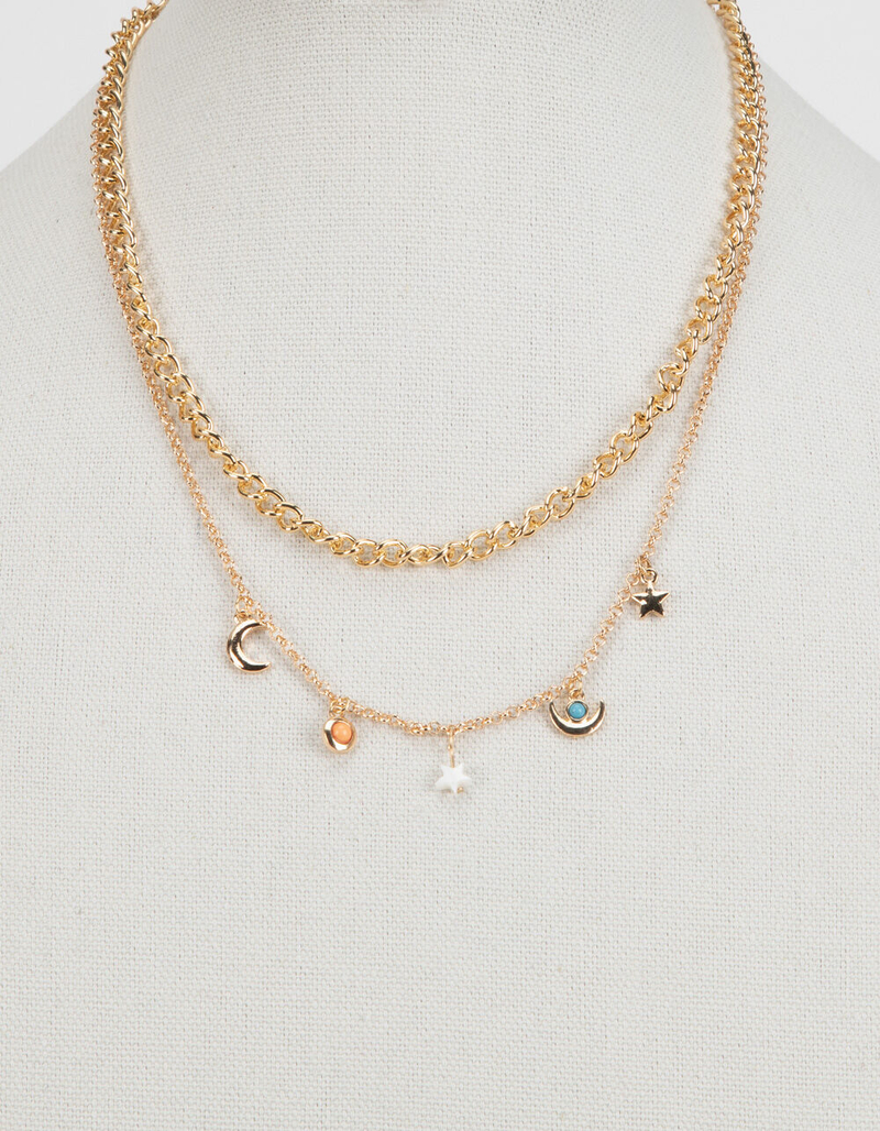 FULL TILT 2 Pack Layered Star & Moon Necklace Set image number 3