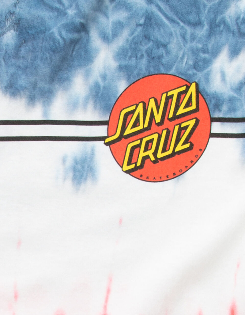SANTA CRUZ Classic Dot Mens Red White & Blue Tie Dye T-Shirt image number 3
