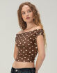 RHYTHM Juno Womens Polka Dot Off The Shoulder Top image number 3