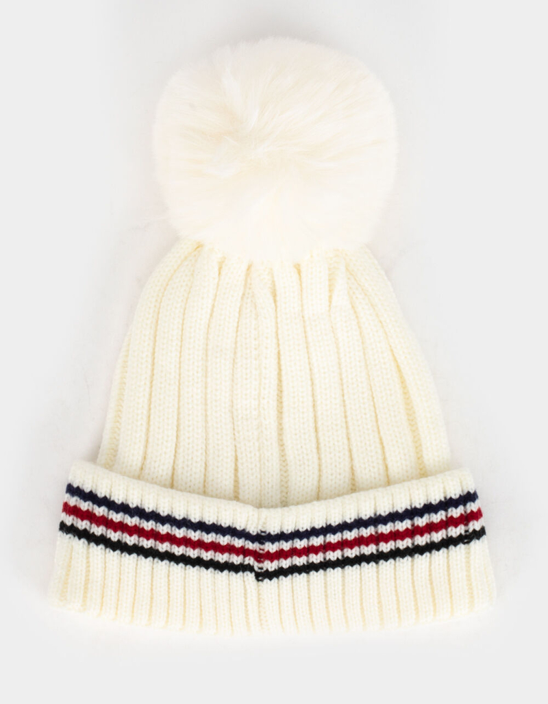 Stripe Rib Pom Beanie image number 1