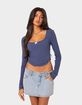 EDIKTED Yara Ribbed Ruffle Hem Top image number 1