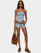 EDIKTED Zaida Stretchy Denim Micro Shorts image number 5