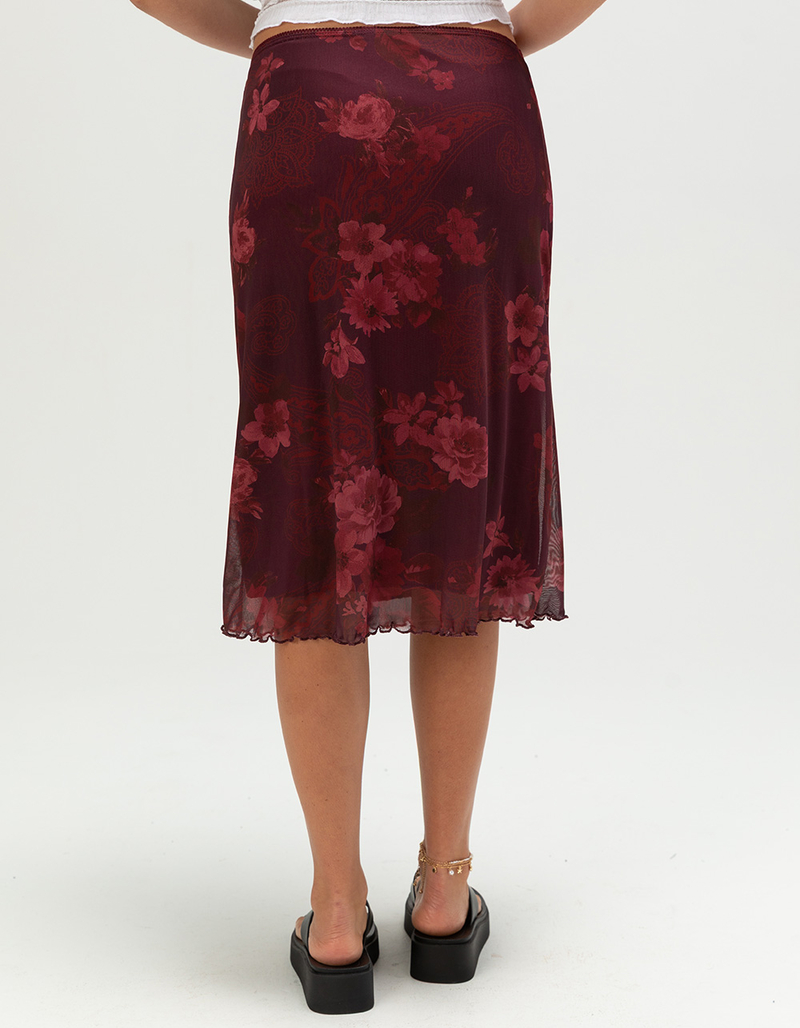 FULL TILT Low Rise Floral Womens Mesh Midi Skirt image number 3