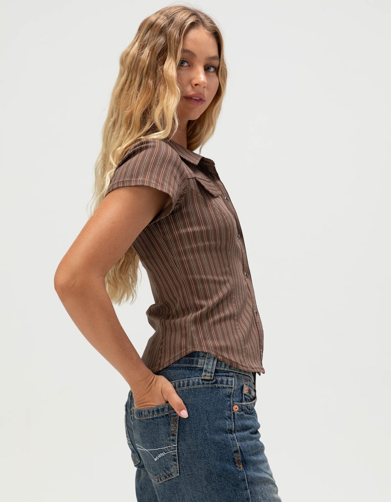 BDG Urban Outfitters Polly Womens Stripe Snap Front Shirt image number 2