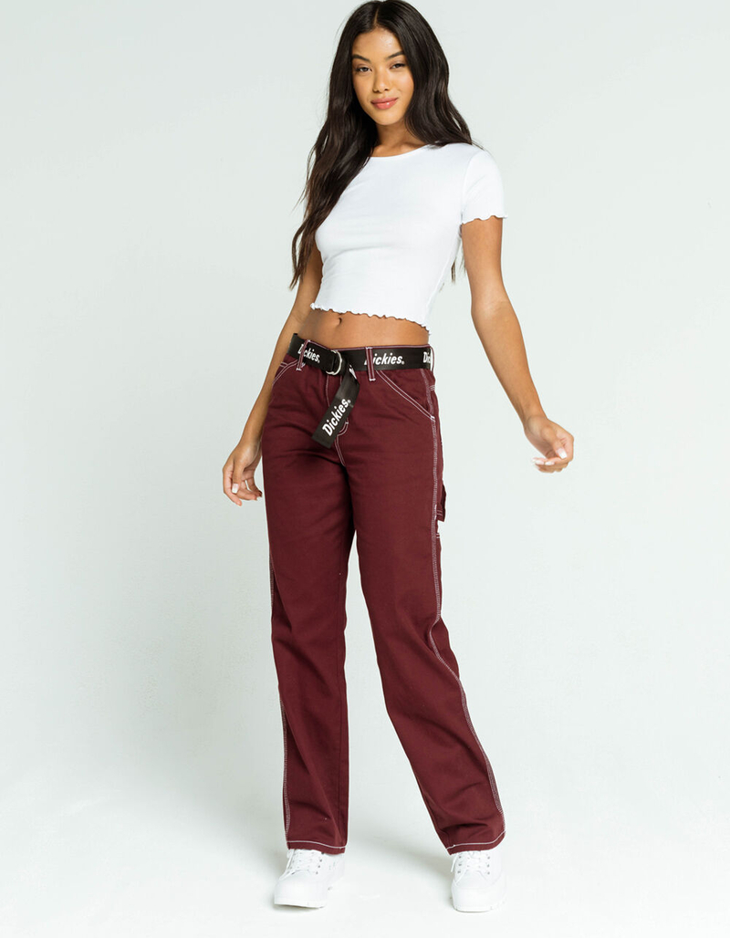 BOZZOLO Ribbed Lettuce Edge White Womens Crop Tee image number 4