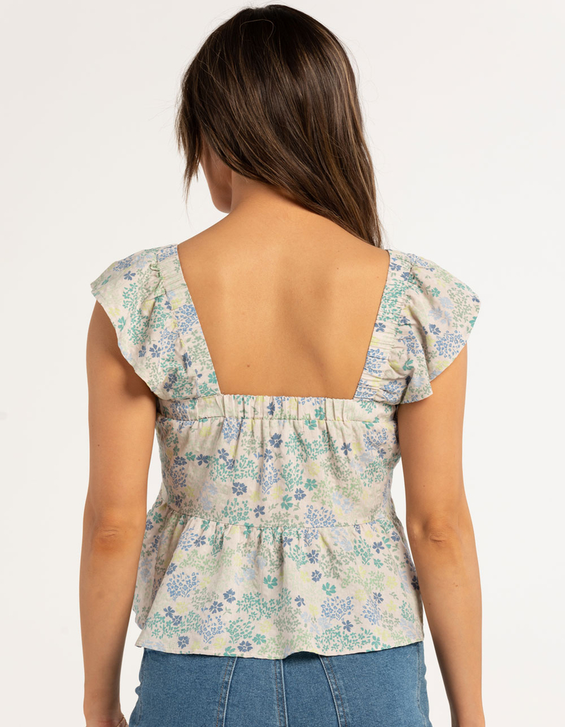 RSQ Floral Flutter Sleeve Womens Top image number 2