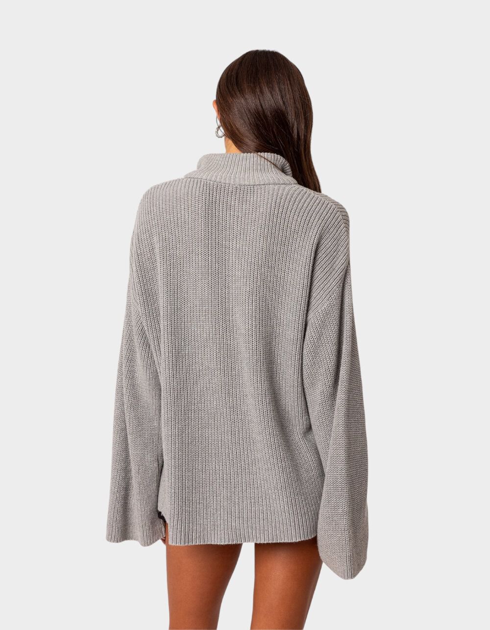 EDIKTED Amour High Neck Oversized Zip Sweater - GRAY | Tillys