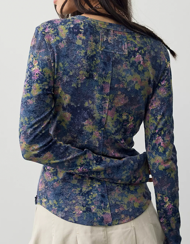 FREE PEOPLE Jamie Womens Printed Long Sleeve Henley Top image number 1