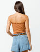 SKY AND SPARROW Ribbed Lettuce Edge Camel Womens Tube Top image number 2