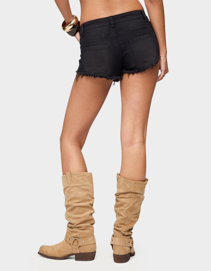 EDIKTED Studded Low Rise Denim Micro Shorts image number 2