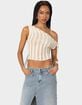 EDIKTED Tamra Sheer Knit Asymmetric Top image number 1