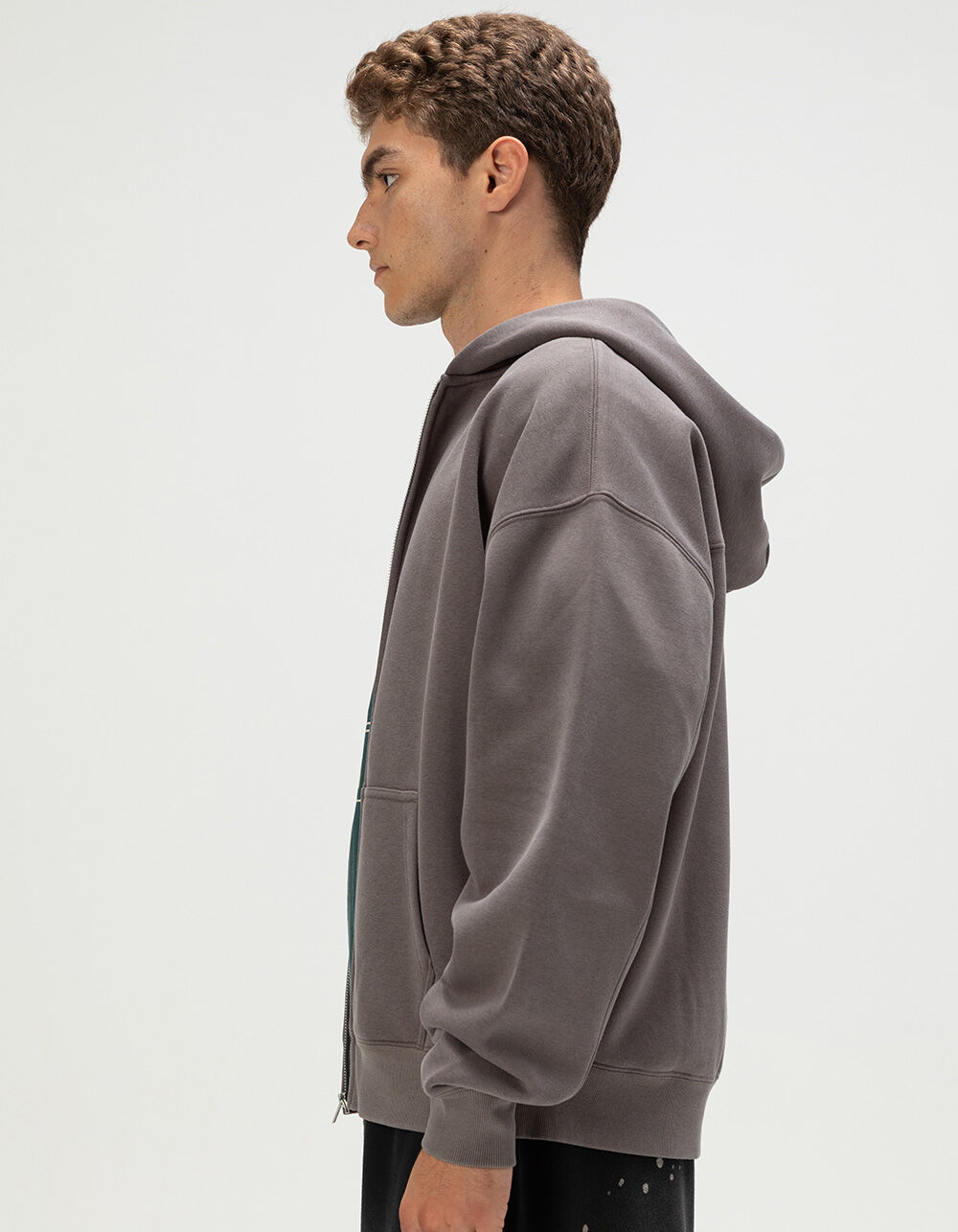 RSQ Mens Oversized Zip-Up Hoodie - DARK GRAY | Tillys