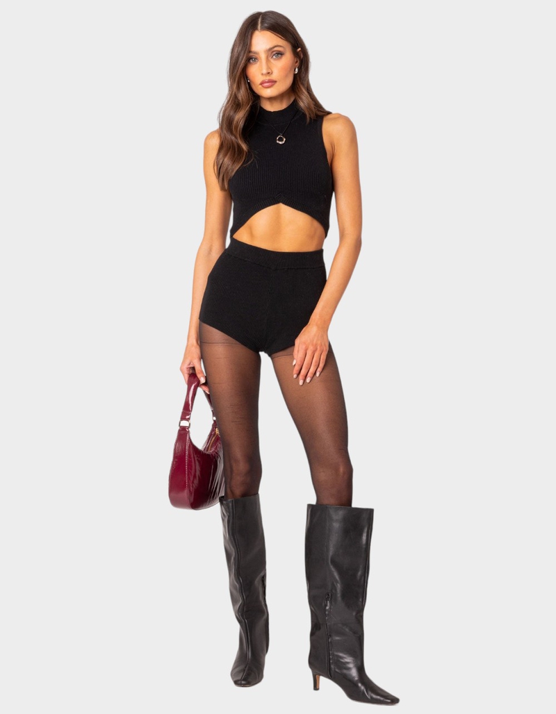 EDIKTED Marcus High Neck Knit Crop Top image number 1