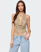 EDIKTED Shiny Knit Cowl Neck Backless Top image number 3