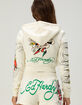 ED HARDY Rhinestone Panther Womens Crop Zip-Up Hoodie image number 2