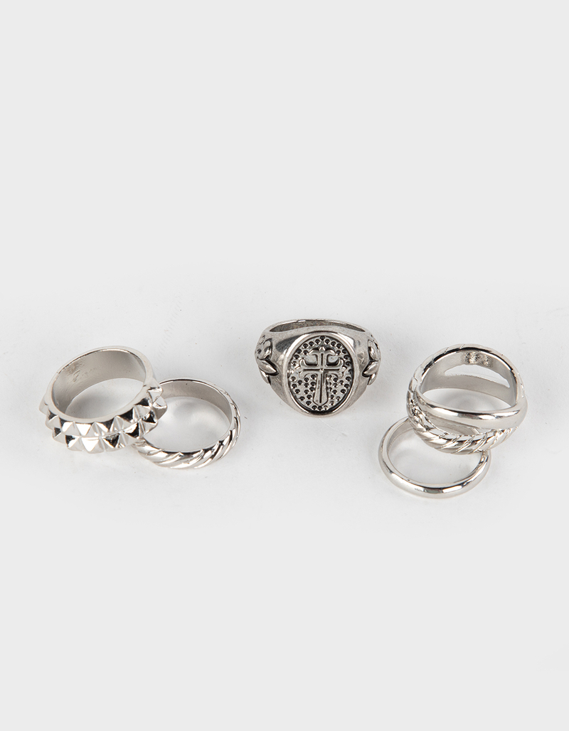 RSQ Unisex 5 Pack Cross Ring Set image number 2