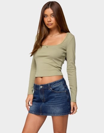 EDIKTED Mora Lace Trim Ribbed Tee Alternative Image