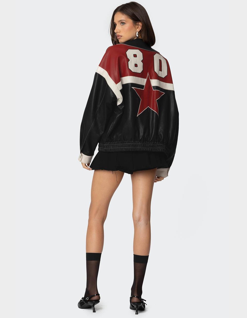 EDIKTED North Star Faux Leather Jacket image number 3