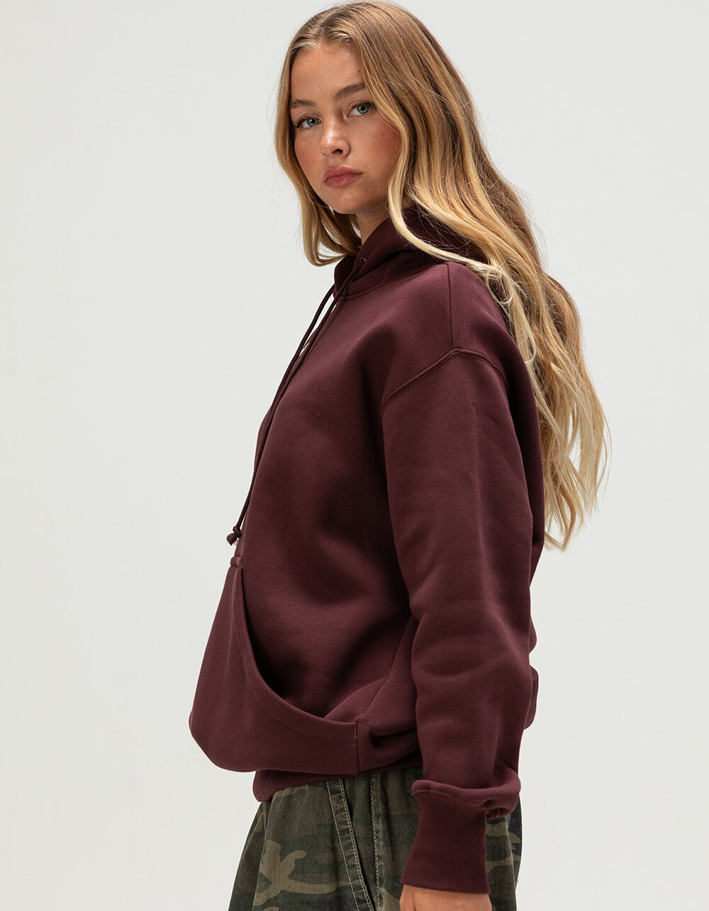 NIKE Sportswear Phoenix Fleece Womens Oversized Hoodie - BURGUNDY