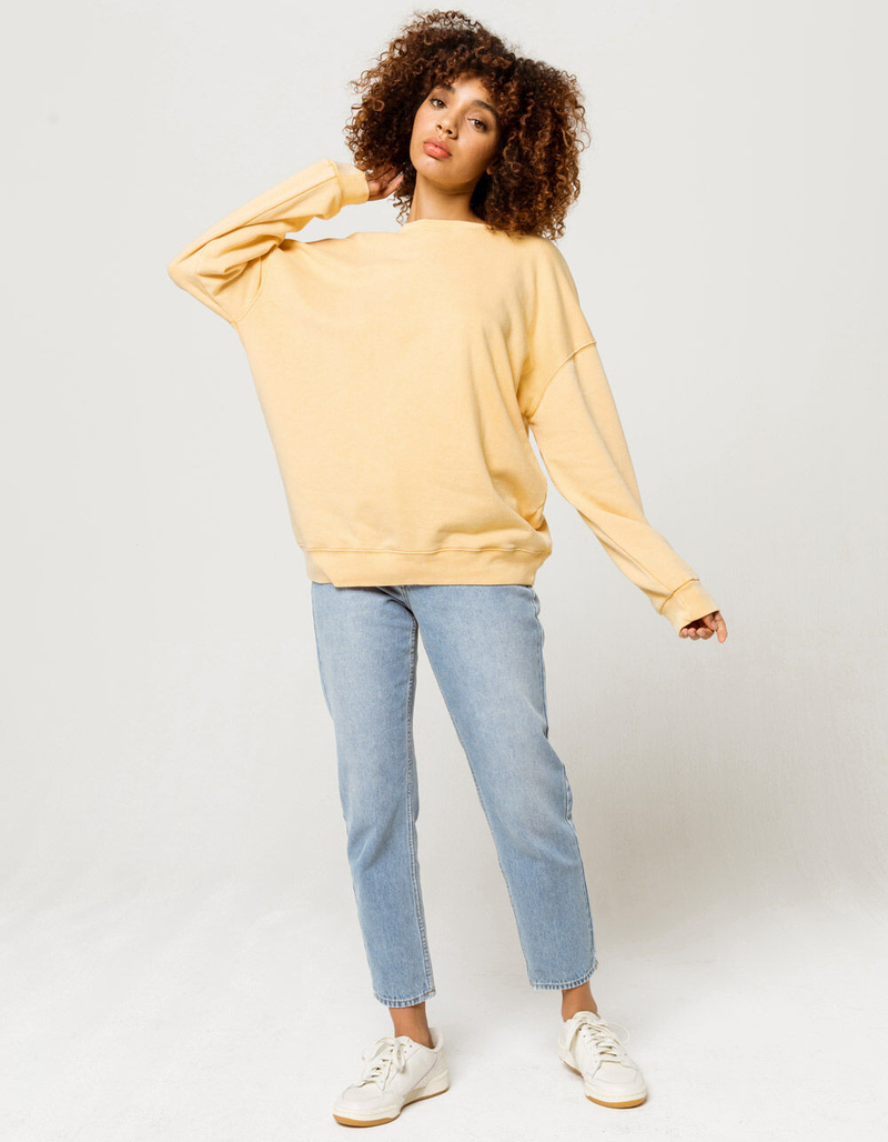 FULL TILT Essentials Washed Boyfriend Yellow Womens Sweatshirt image number 4
