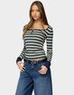 EDIKTED Jaida Striped Henley Top image number 2
