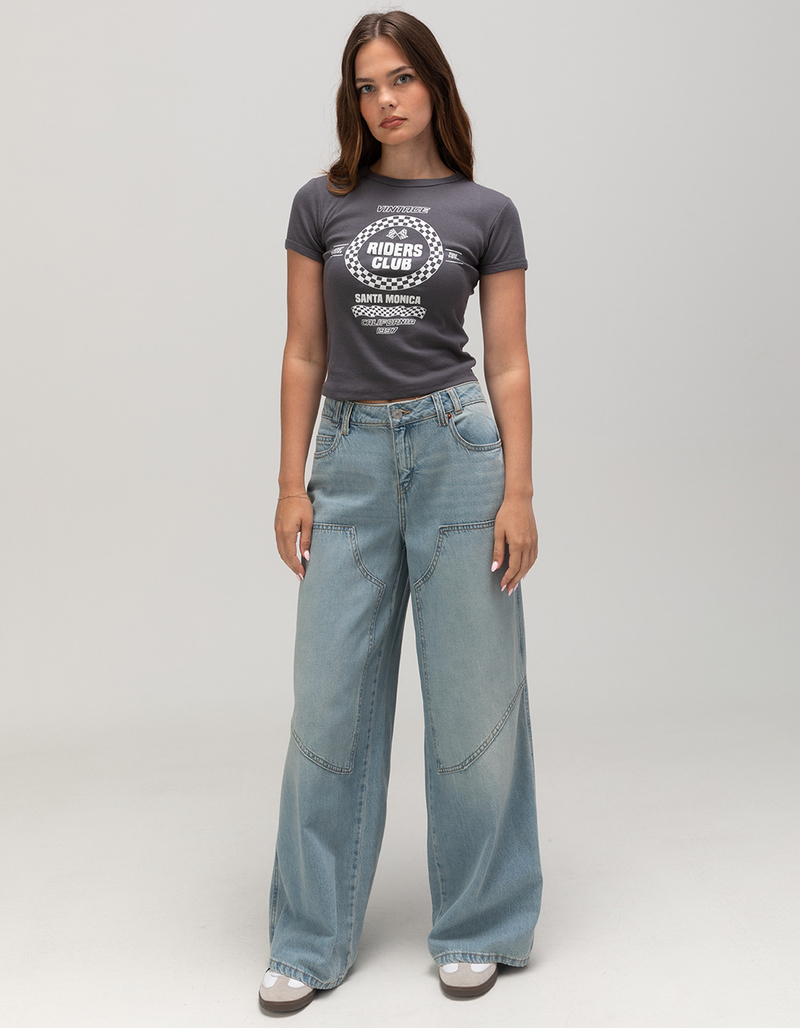 RSQ Womens Mid Rise Wide Leg Panel Jeans image number 5