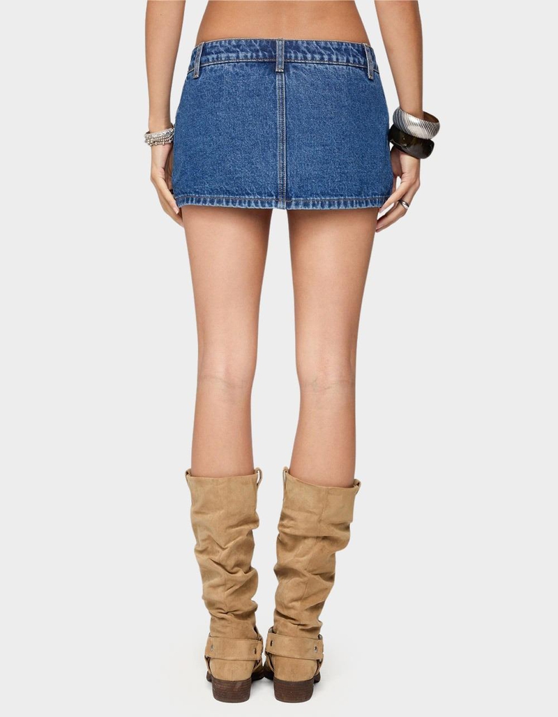 EDIKTED Studded Grommet Denim Mini Skort image number 2