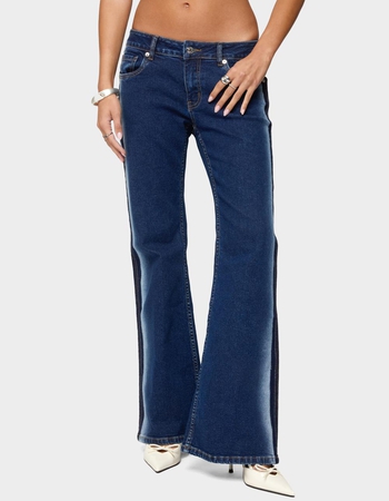 EDIKTED Airbrushed Low Rise Flared Jeans Primary Image