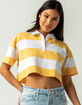 FULL TILT Rugby Stripe Womens Mustard Polo Shirt image number 1